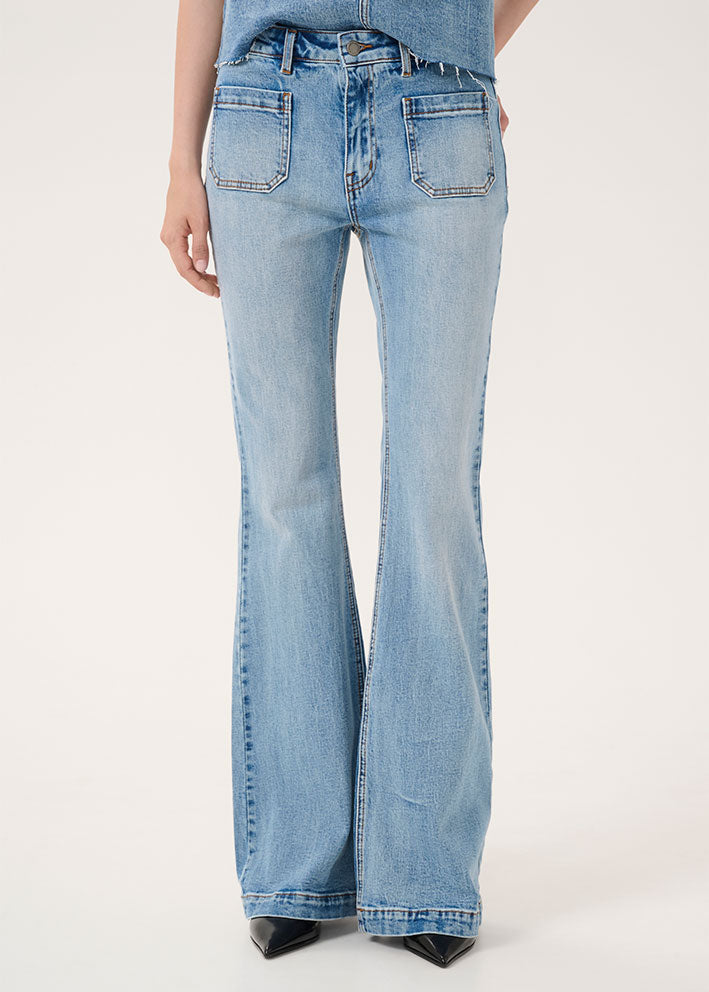 My Essential Wardrobe Dango High X-Wide Bootcut Jeans - Light Blue Retro Wash på udsalg