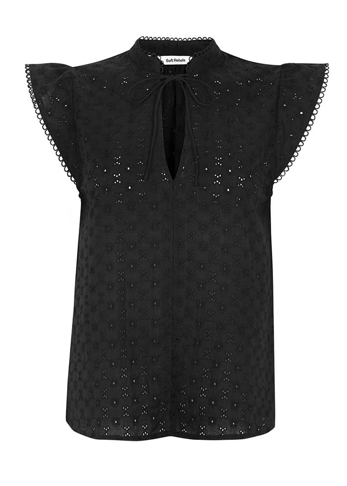 Soft Rebels Daniela Broderie Anglaise Bluse SR325-718 Black