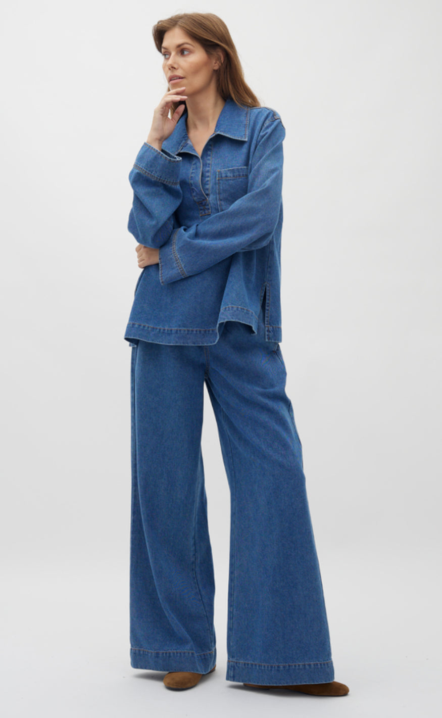 Global Funk Bukser - Casanea-G - Mid Vintage Blue på udsalg