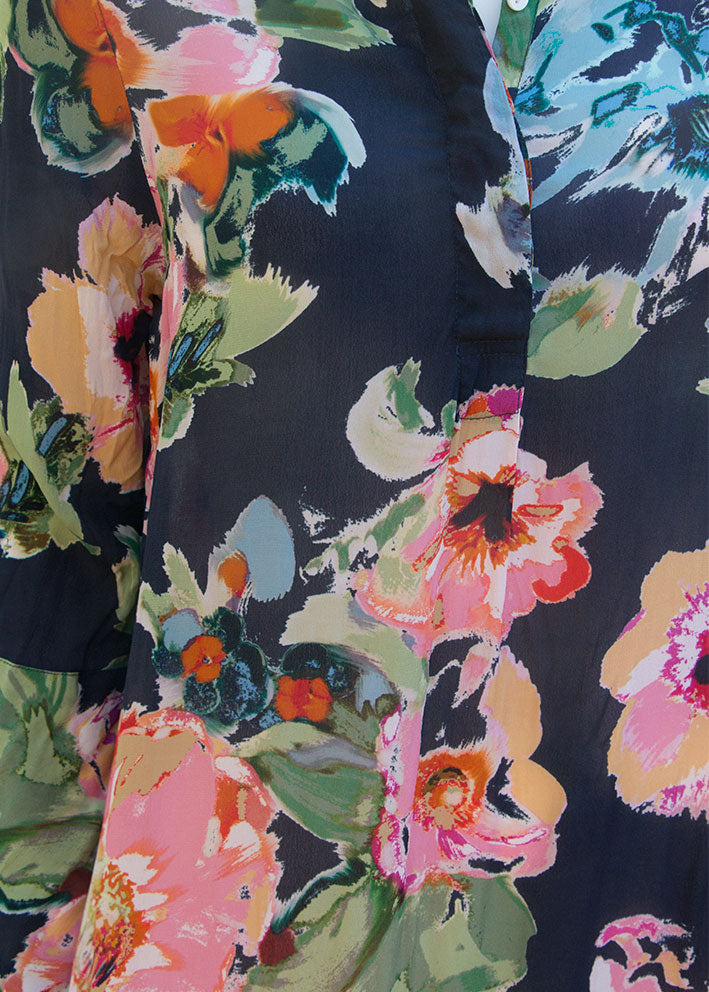 One Season Genie Corfu Viscose Kjole - Navy Online nu