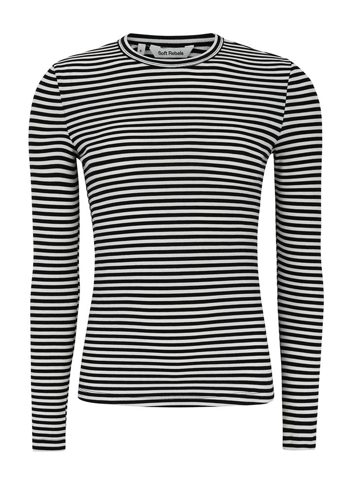 Soft Rebels Fenja Stripe O-neck Top SR124-303 Black