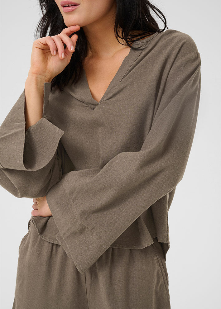 My Essential Wardrobe Dias Hørbluse - Walnut på udsalg