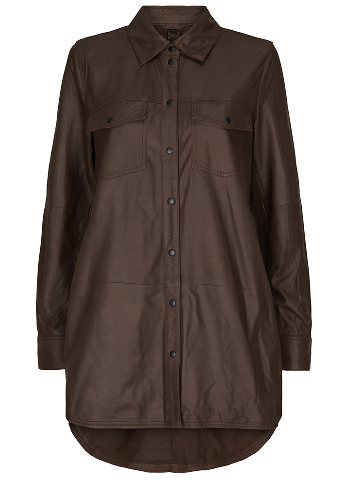 Notyz Oversized Shirt 11149 Skindskjorte - chocolate brown
