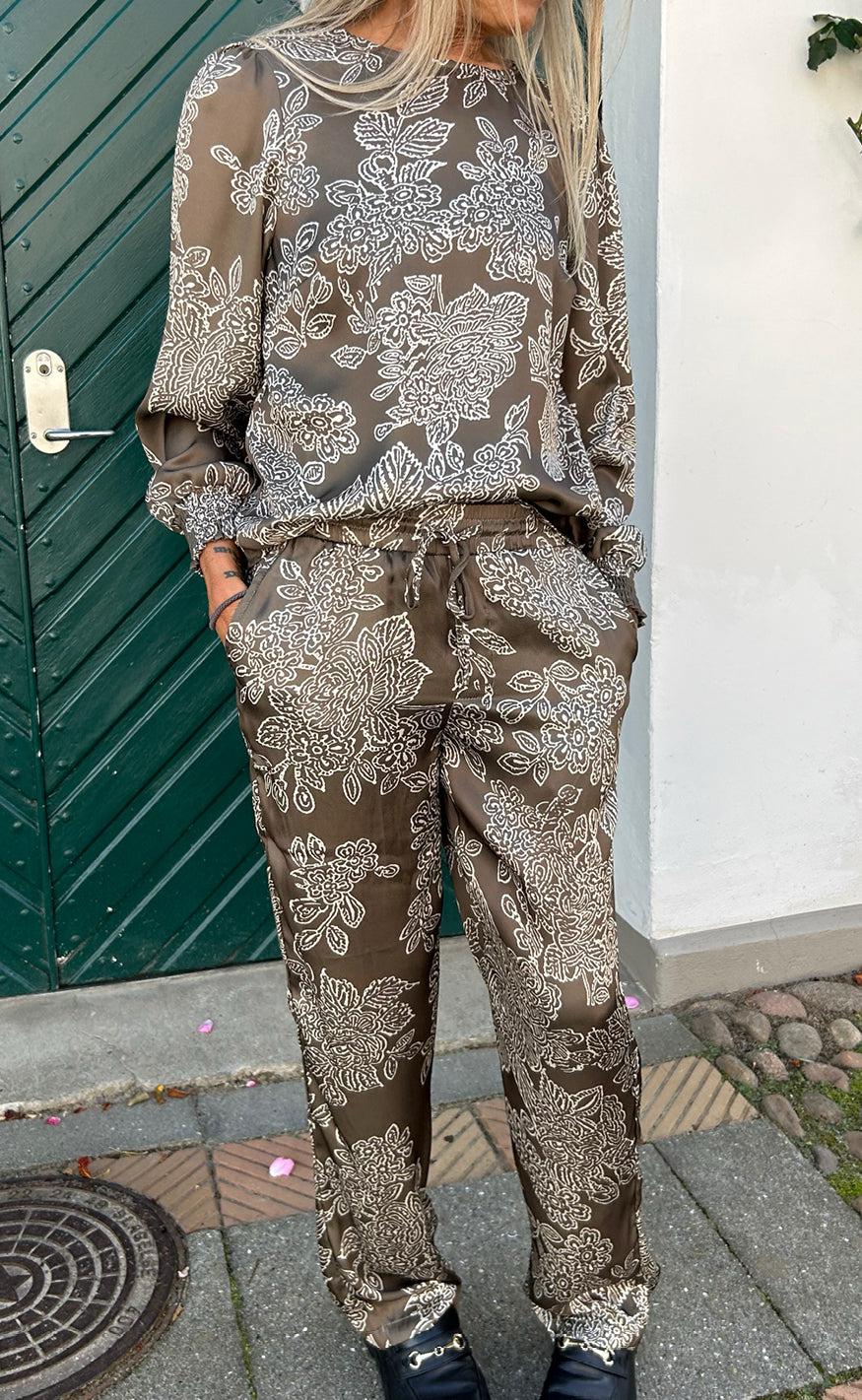 Say INA Copenhagen Bukser - Ida - Dark Brown Flower
