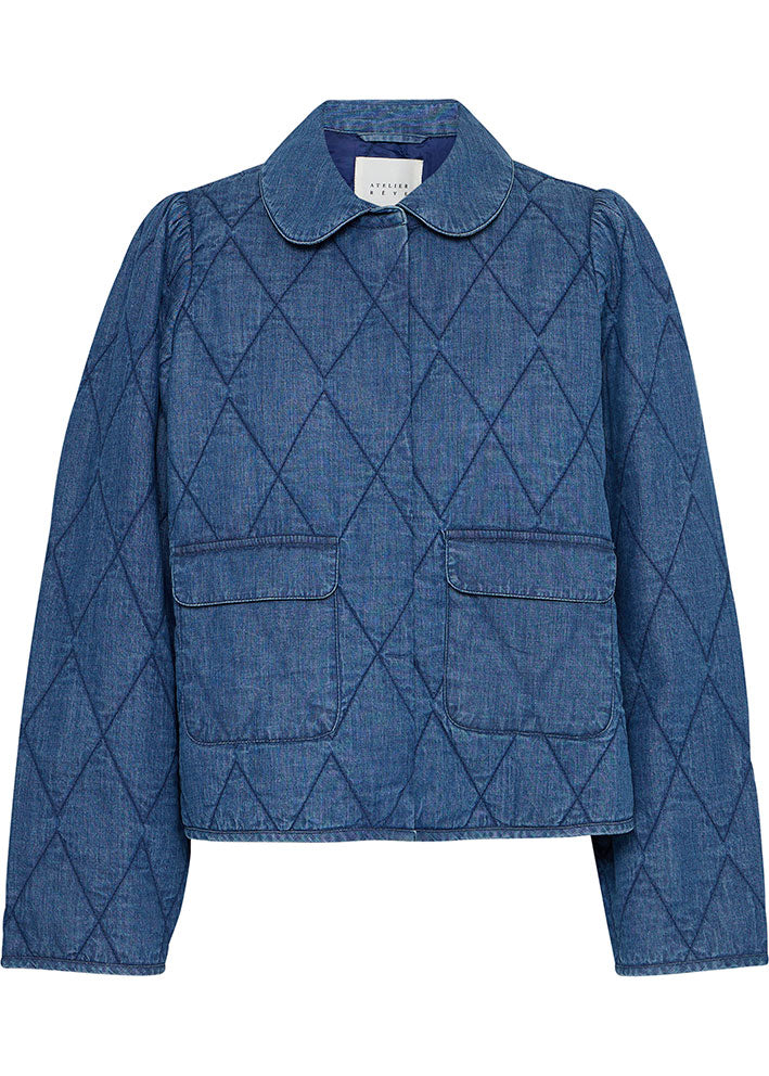 Atelier Rêve Poline Quiltet Jakke - Medium blue denim