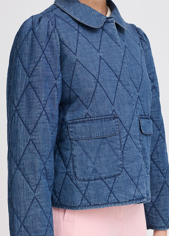 Atelier Rêve Poline Quiltet Jakke - Medium blue denim