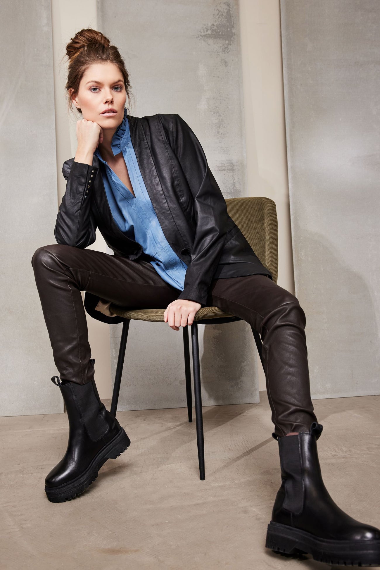 BTF CPH Stretch Pants with pockets 100028 Skindbukser - Coffee Brown with Silver
