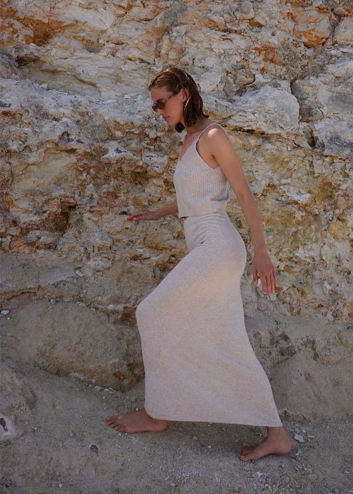 Esmé Studios Rim Knit Skirt - Nederdel - Sand