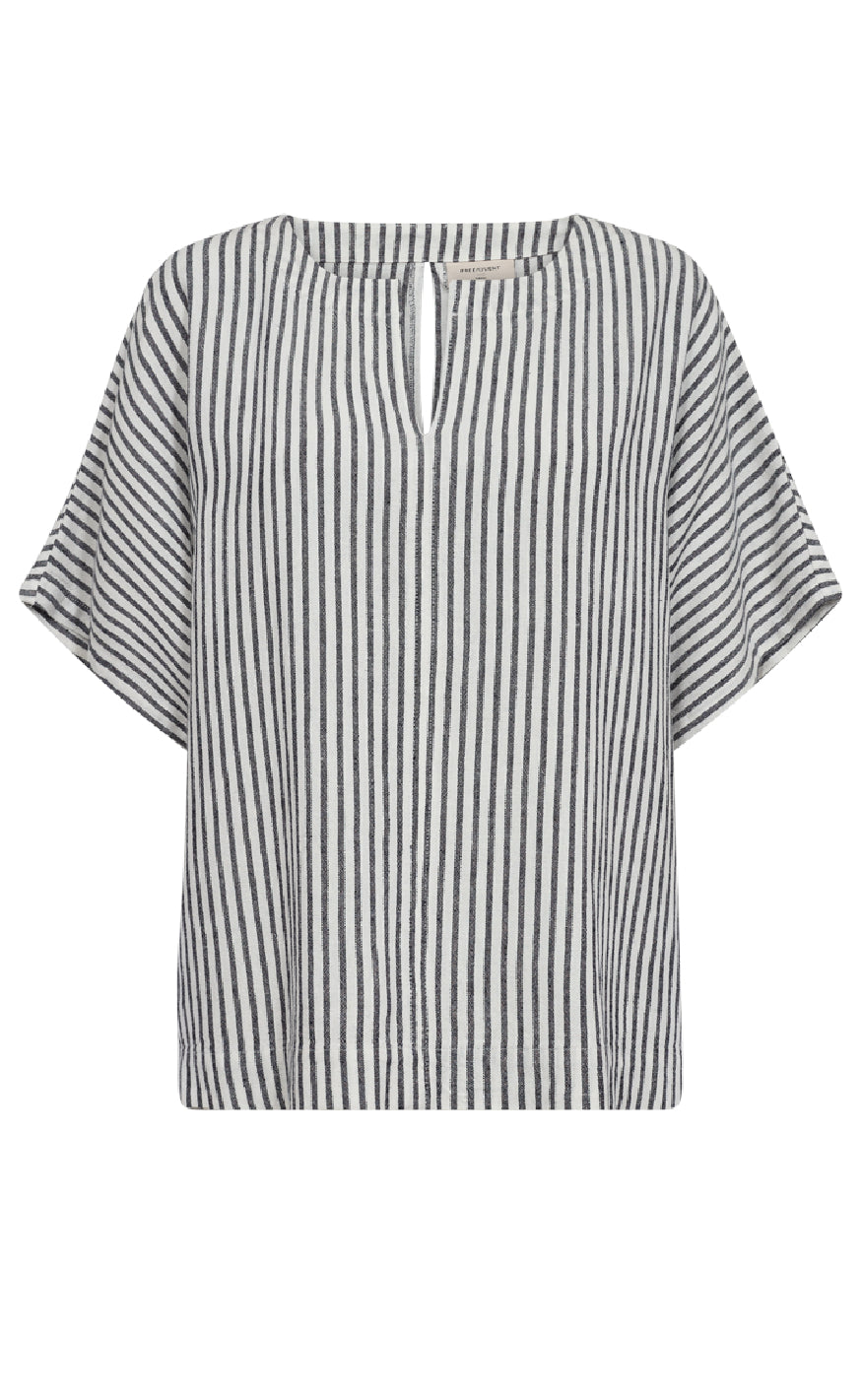 Freequent Bluse - Lavisco - Star Off-white w. Navy Blazer