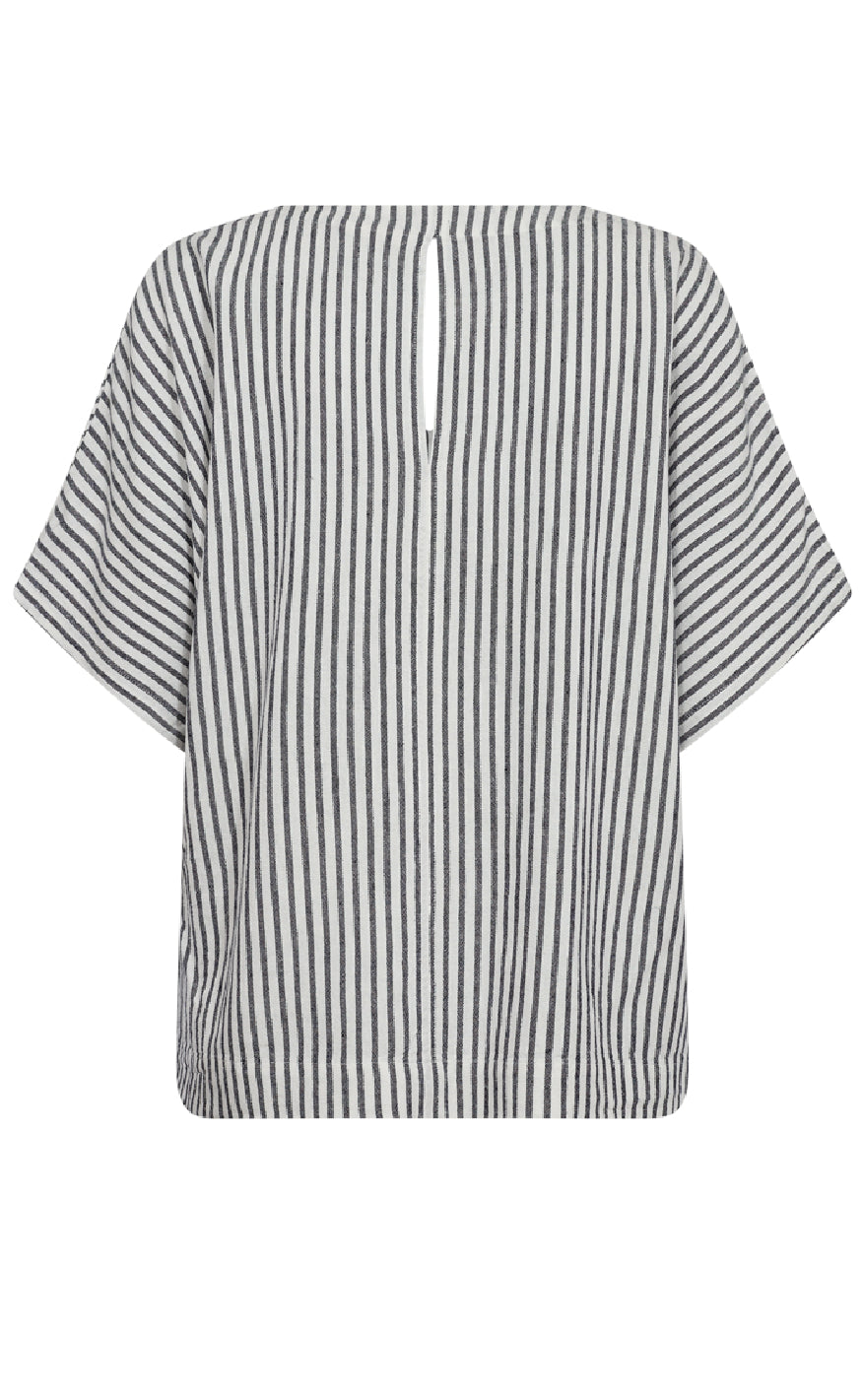 Freequent Bluse - Lavisco - Star Off-white w. Navy Blazer