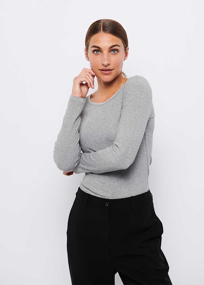 La Rouge Lisa L/S T-shirt - Grey Melange