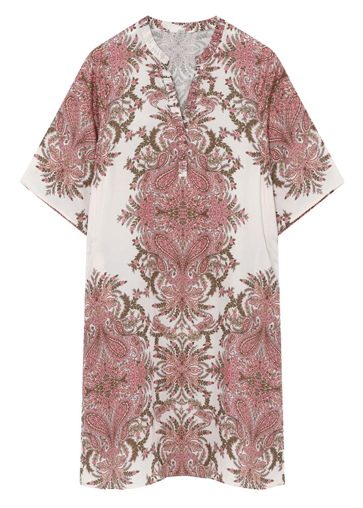 Gustav Costa knee dress 56524 Kjole - OffWhite w coral paisley print