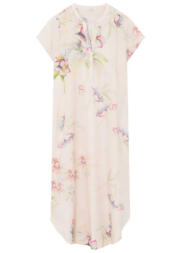 Gustav Madonna midi+ shirt dress 57533 Kjole - Beige/Rose Print