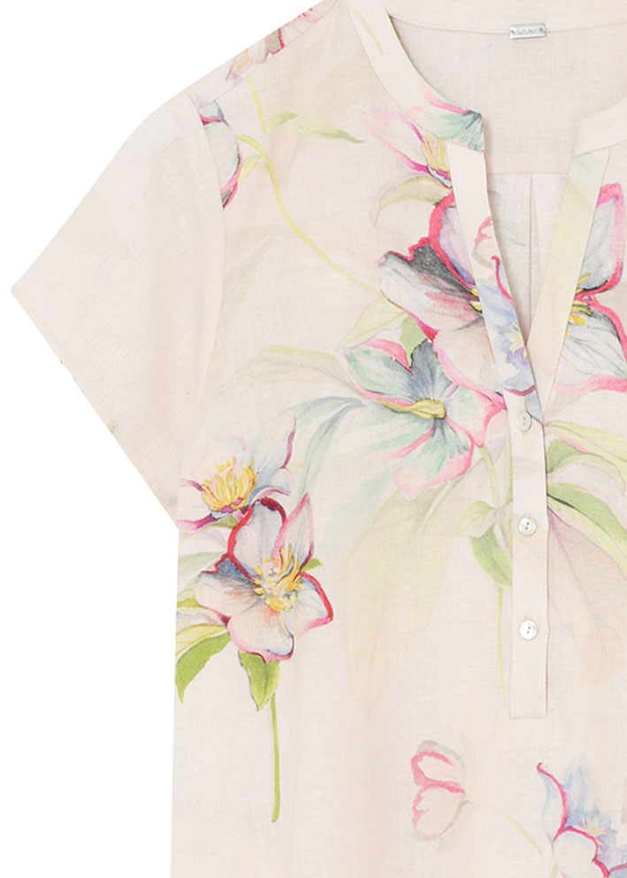 Gustav Madonna midi+ shirt dress 57533 Kjole - Beige/Rose Print