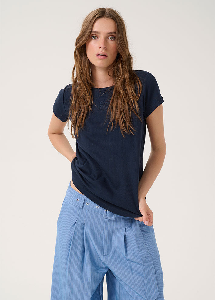 My Essential Wardrobe Mandy Logo T-shirt - Dark Sapphire Blue