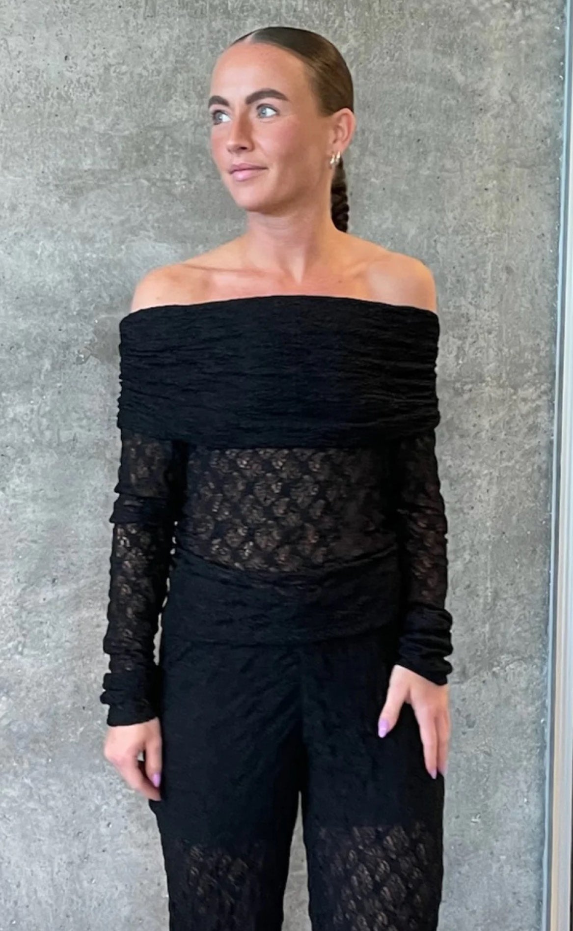 Pieces Bluse - Naya Off Shoulder Lace - Black Online nu