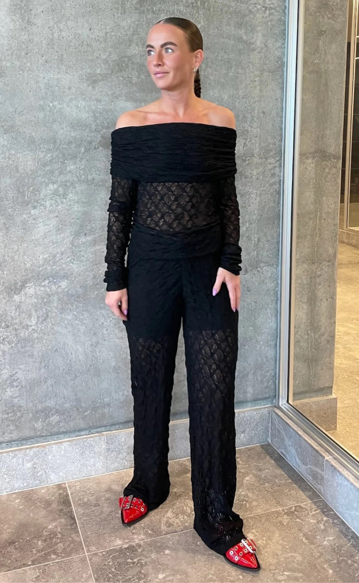 Pieces Bluse - Naya Off Shoulder Lace - Black Online nu