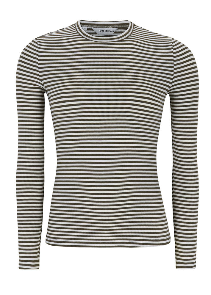 Soft Rebels Fenja Stripe O-neck Top SR124-303 Morel Mode
