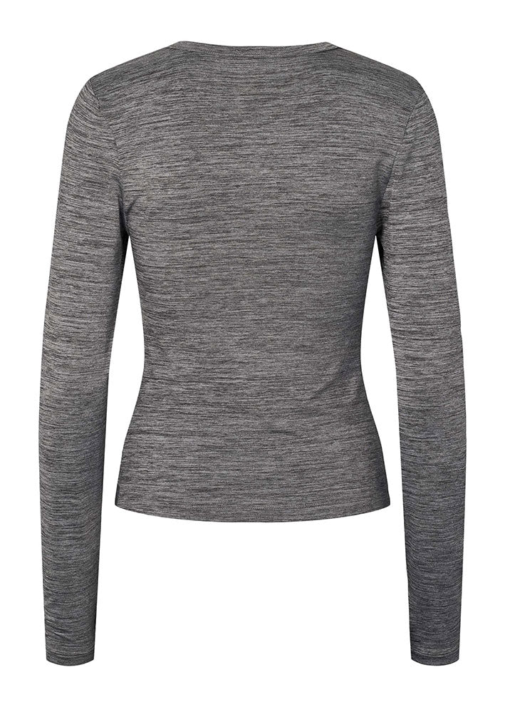 Esmé Studios Agneta LS Top ES324-348 Gray Melange