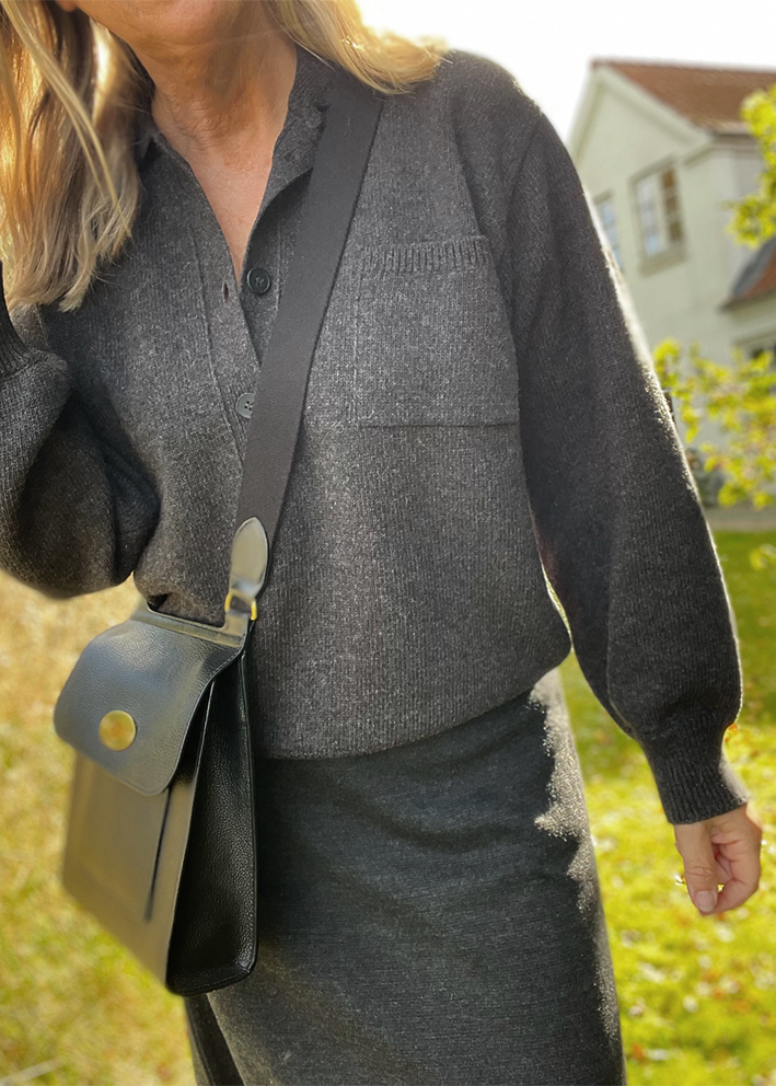 Esmé Studios Iwona Polo Strik - Gray Melange