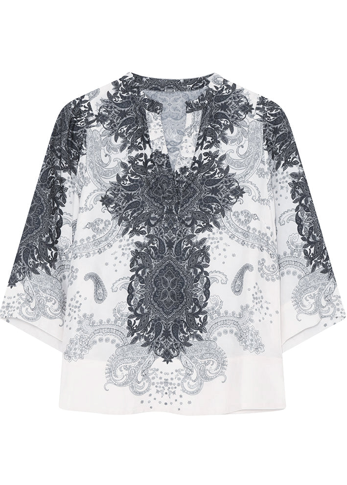 Gustav Neomi shirt 54614 Bluse - Sand w. Navy Print