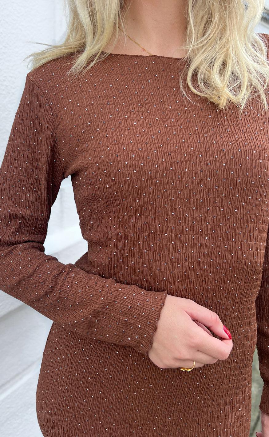 Say INA Copenhagen Kjole - Anita - Brown W. Gold Dots Online Hot Salg