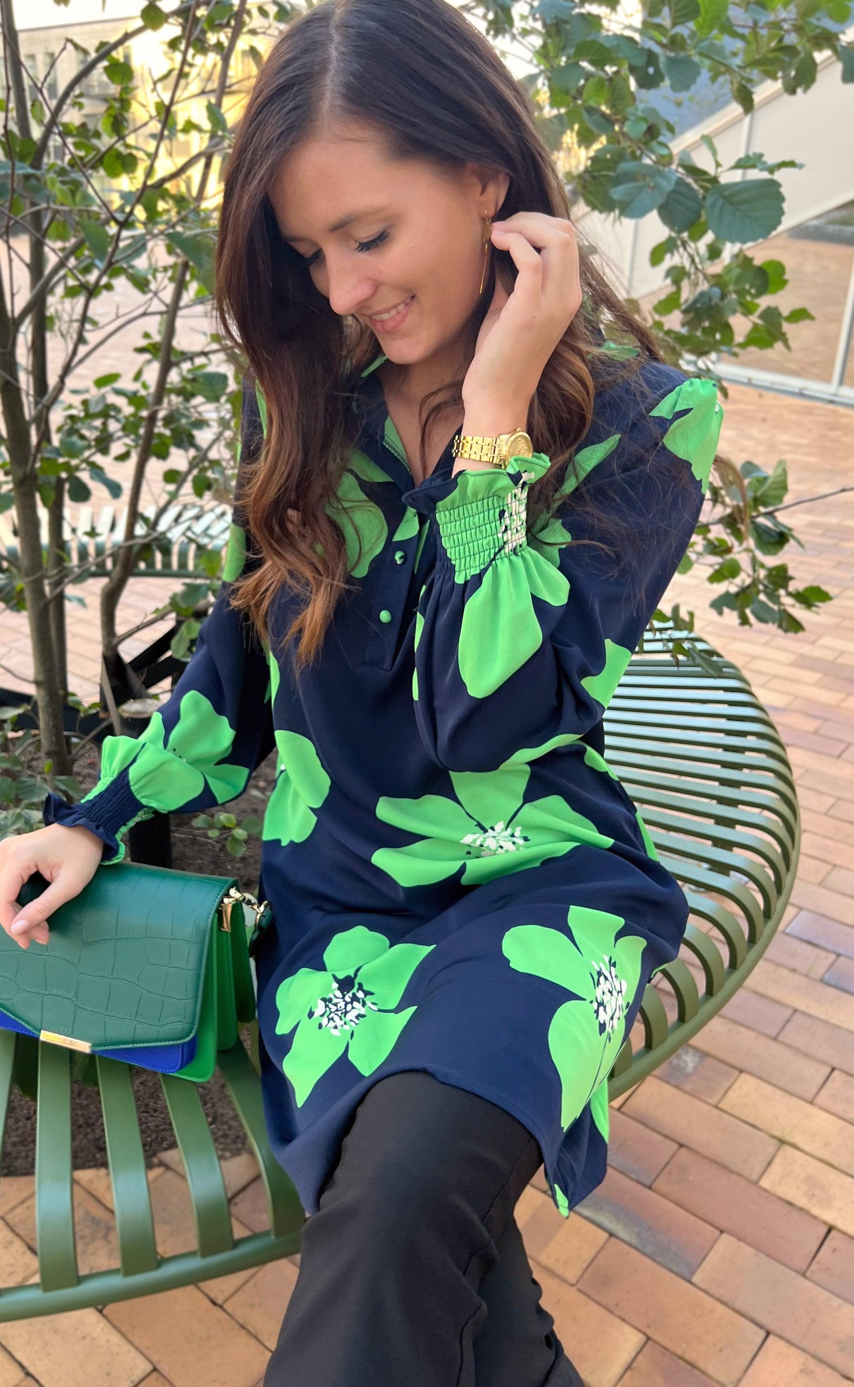 Say INA Copenhagen Kjole - Augusta - Green Flower