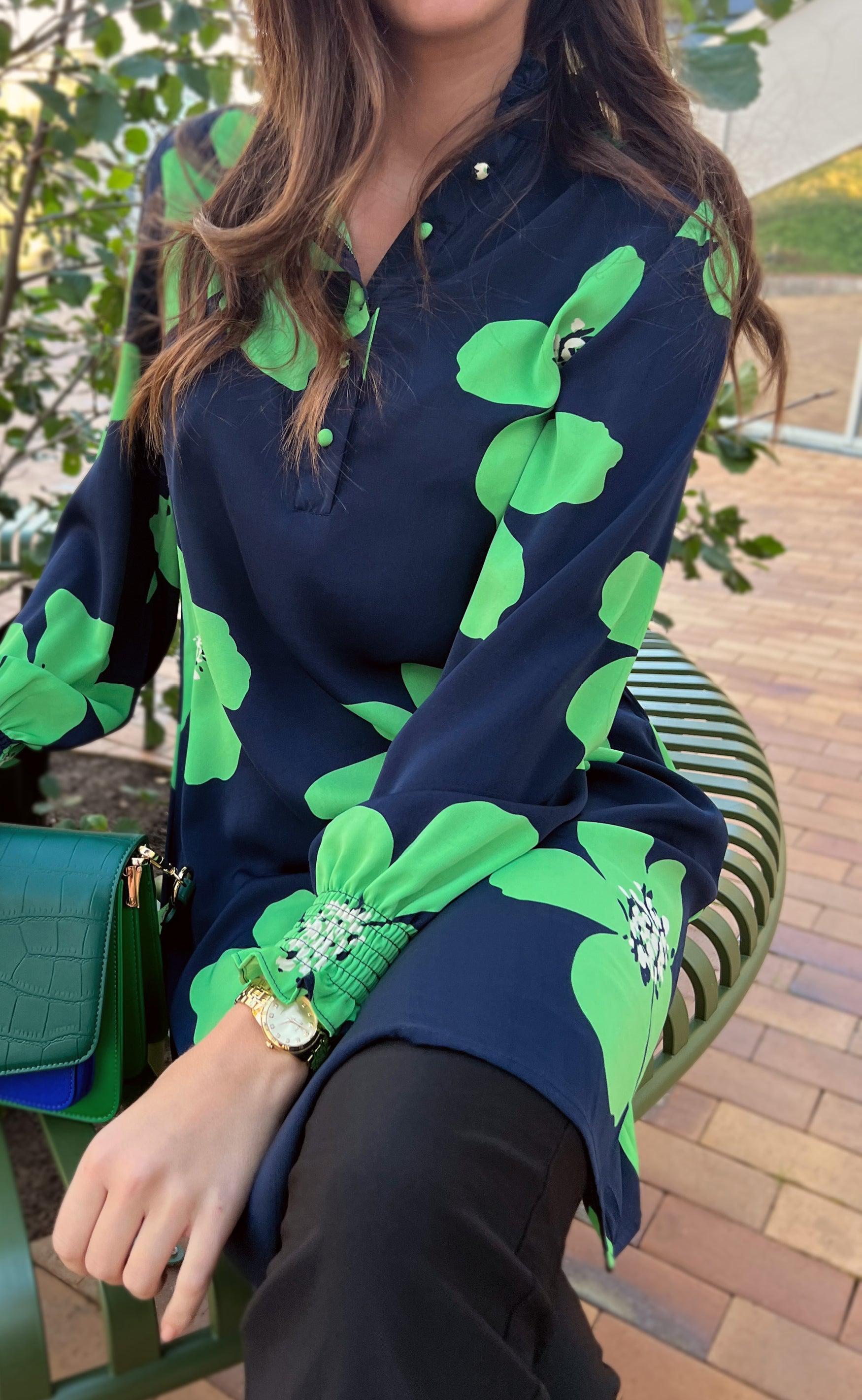 Say INA Copenhagen Kjole - Augusta - Green Flower