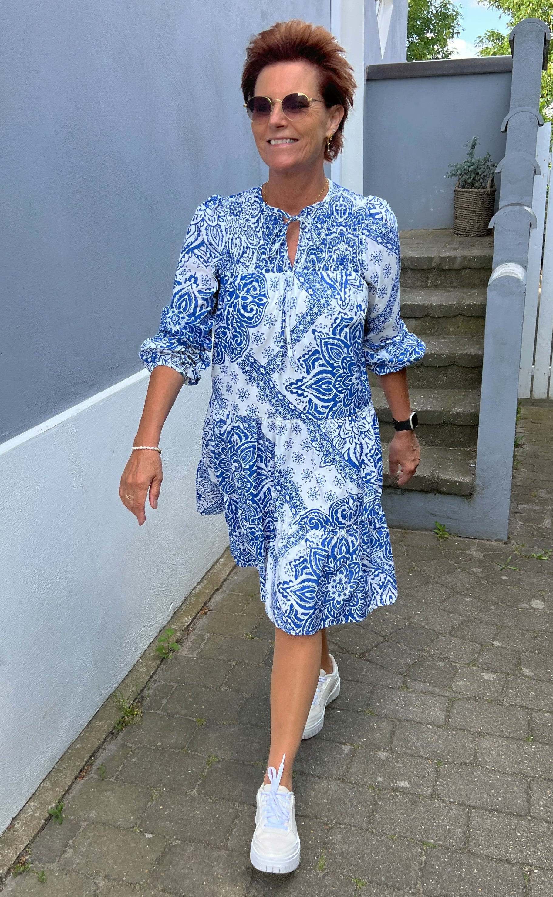 Say INA Copenhagen Kjole - Vanessa - White / Blue Paisley Online