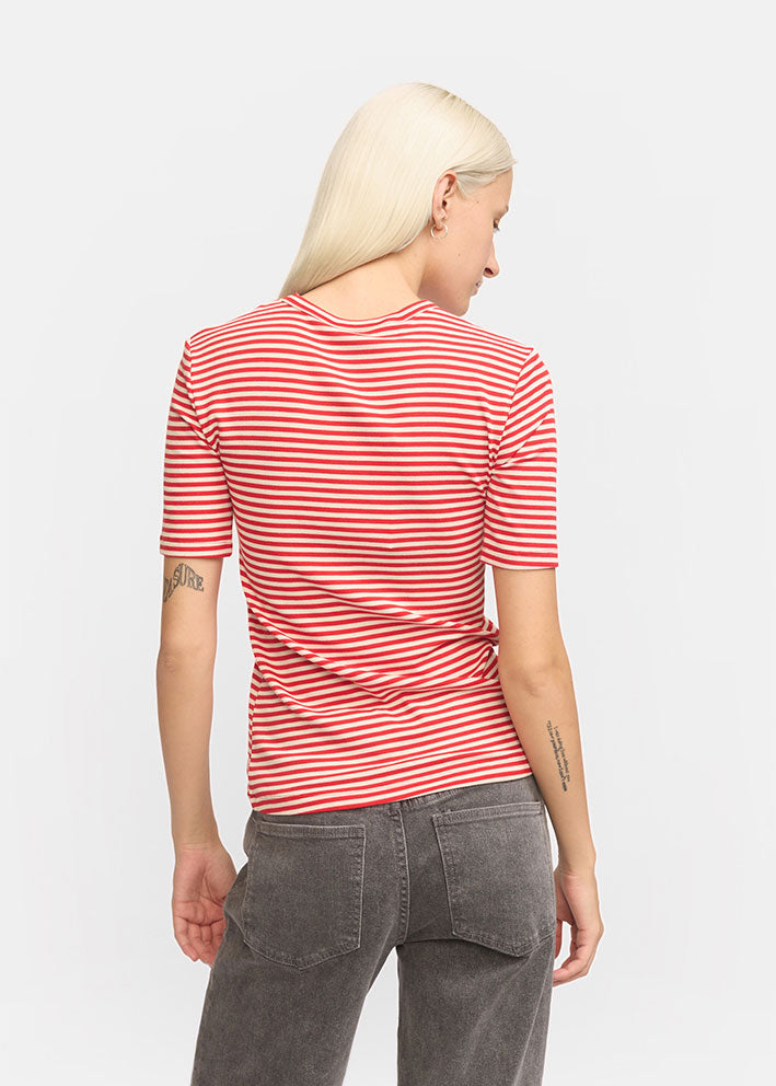 Soft Rebels Fenja Stripe SS T-shirt SR124-304 Racing Red stripes