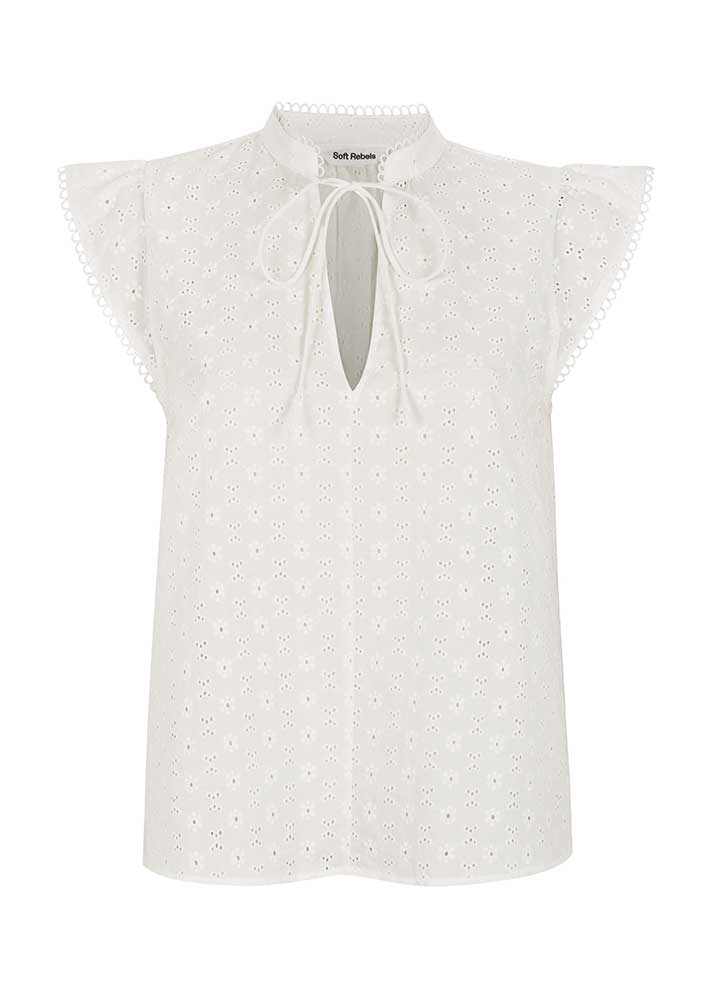 Soft Rebels Daniela Broderie Anglaise Bluse SR325-718 Snow White Levere