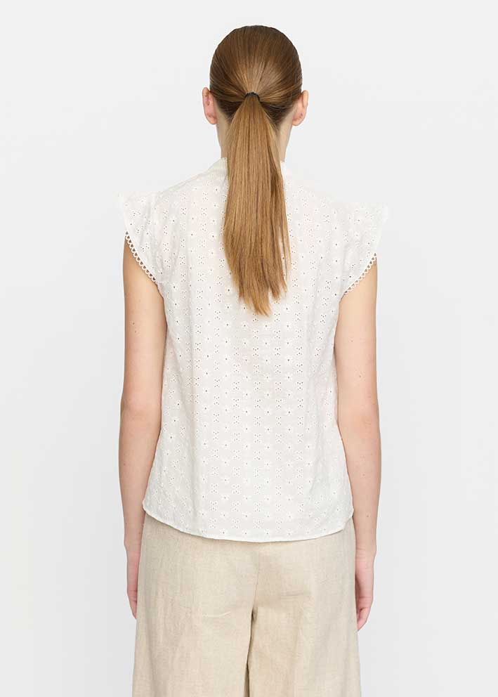 Soft Rebels Daniela Broderie Anglaise Bluse SR325-718 Snow White Levere