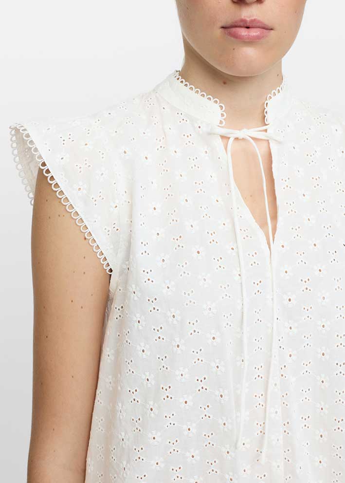 Soft Rebels Daniela Broderie Anglaise Bluse SR325-718 Snow White Levere