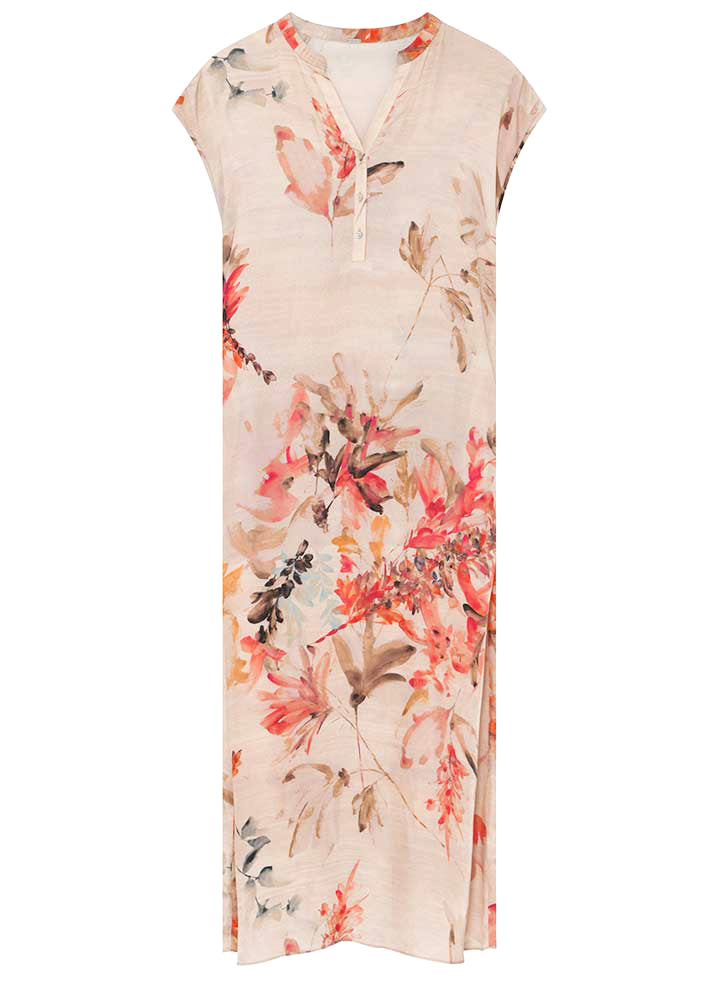 Gustav Anika long dress 57524 Kjole - Sand w. Rose Print