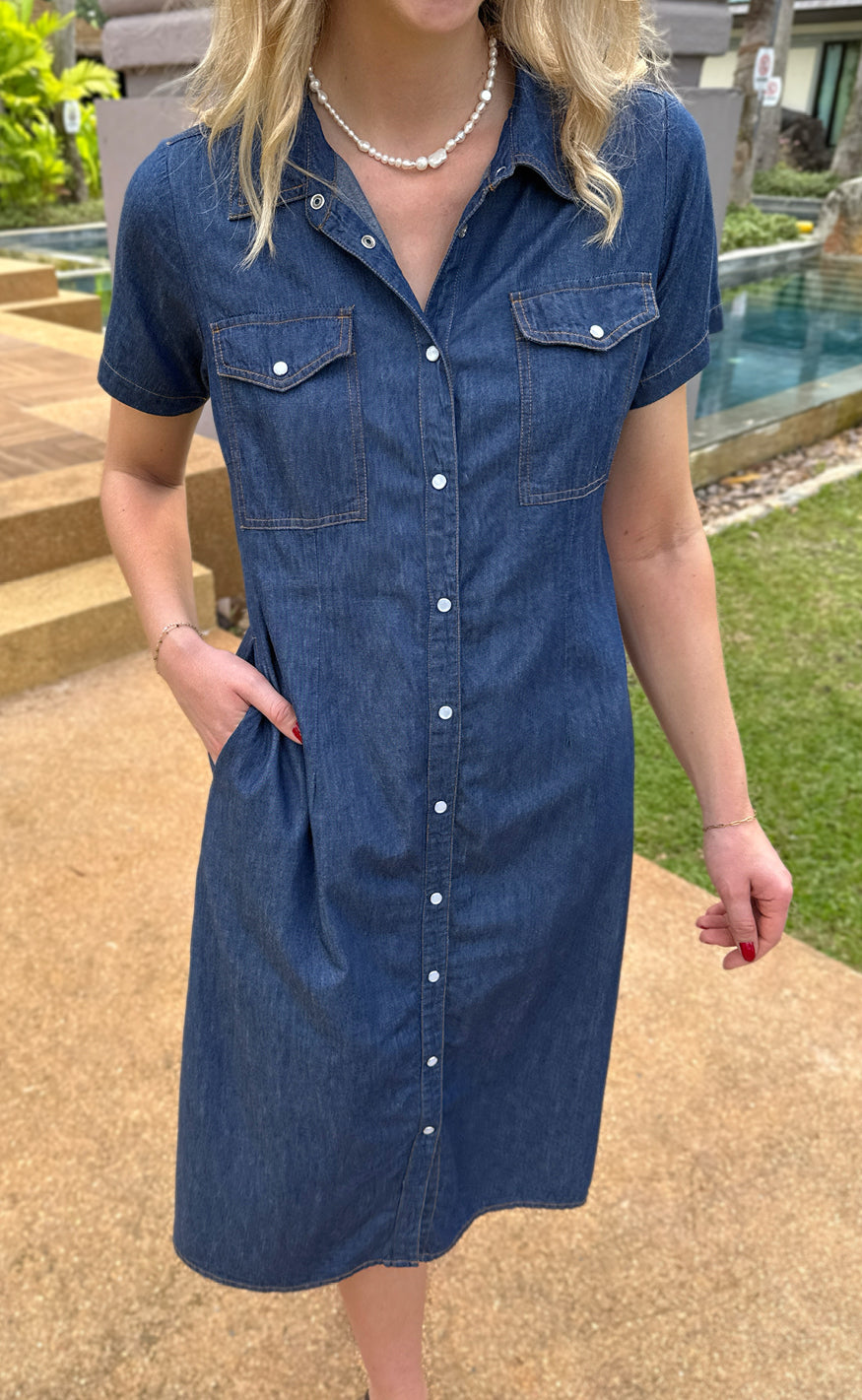 Say INA Copenhagen Kjole - Detia Summer - Denim Blue