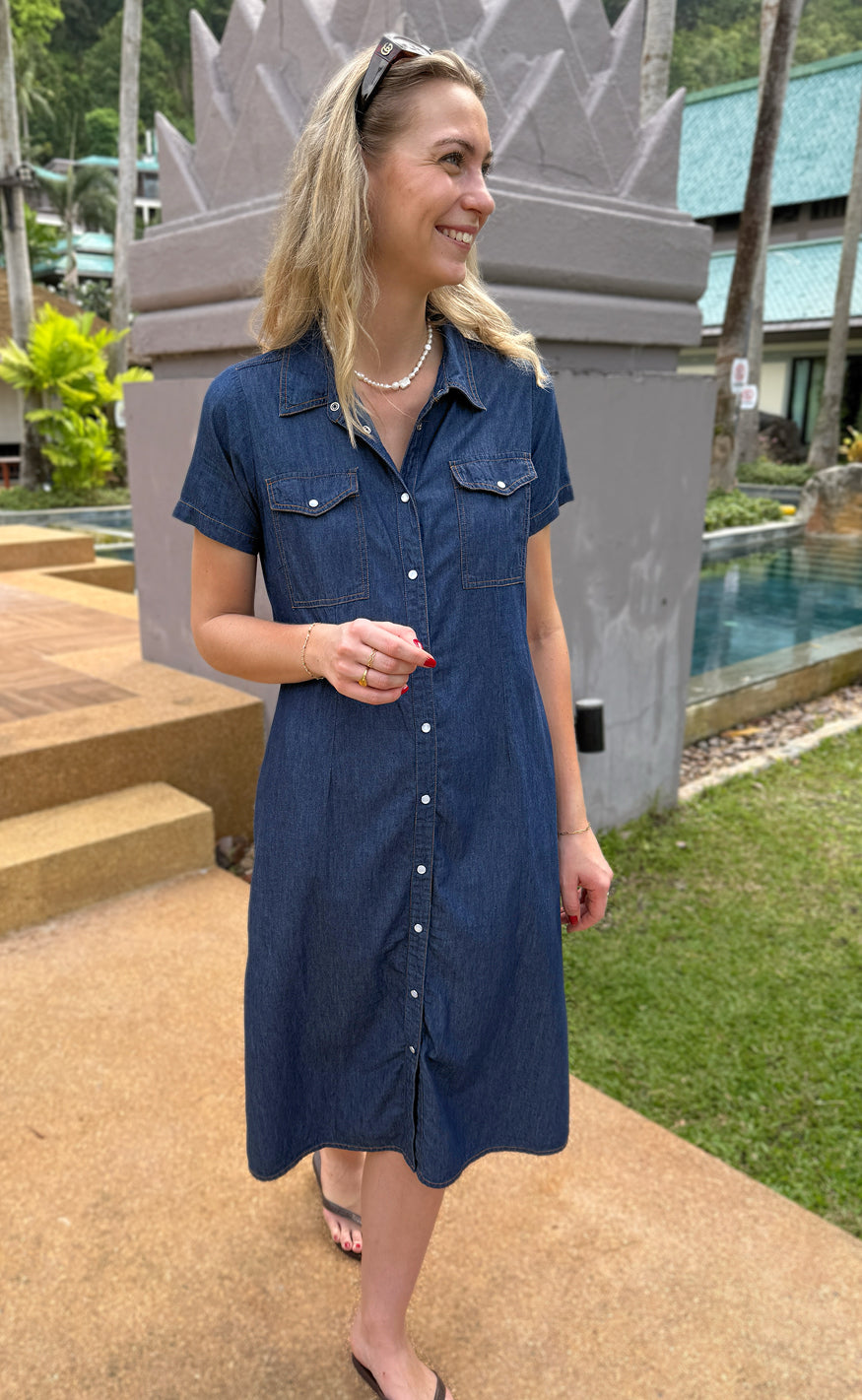 Say INA Copenhagen Kjole - Detia Summer - Denim Blue