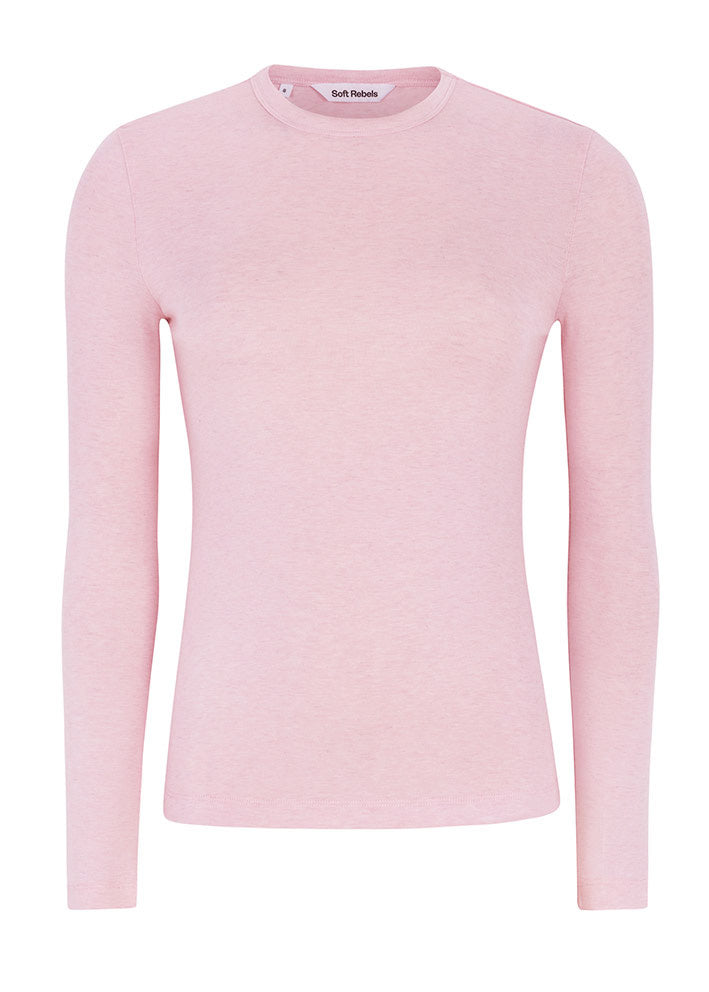 Soft Rebels Roman O-neck Top SR424-300 Roseate Melange Udsalg