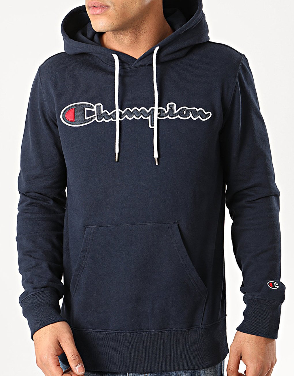 Champion Satin Script Logo Cotton Terry Hoodie