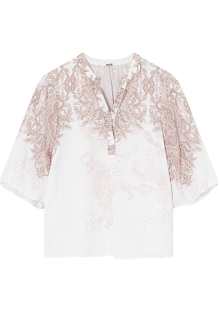 Gustav Anika blouse 53628-81000 Bright White w. Print på udsalg