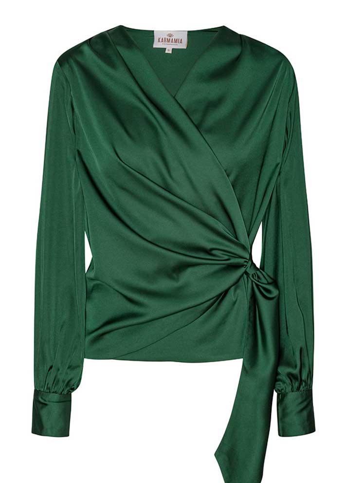 Karmamia Ines Blouse - Slå-om-bluse - Hunter Green