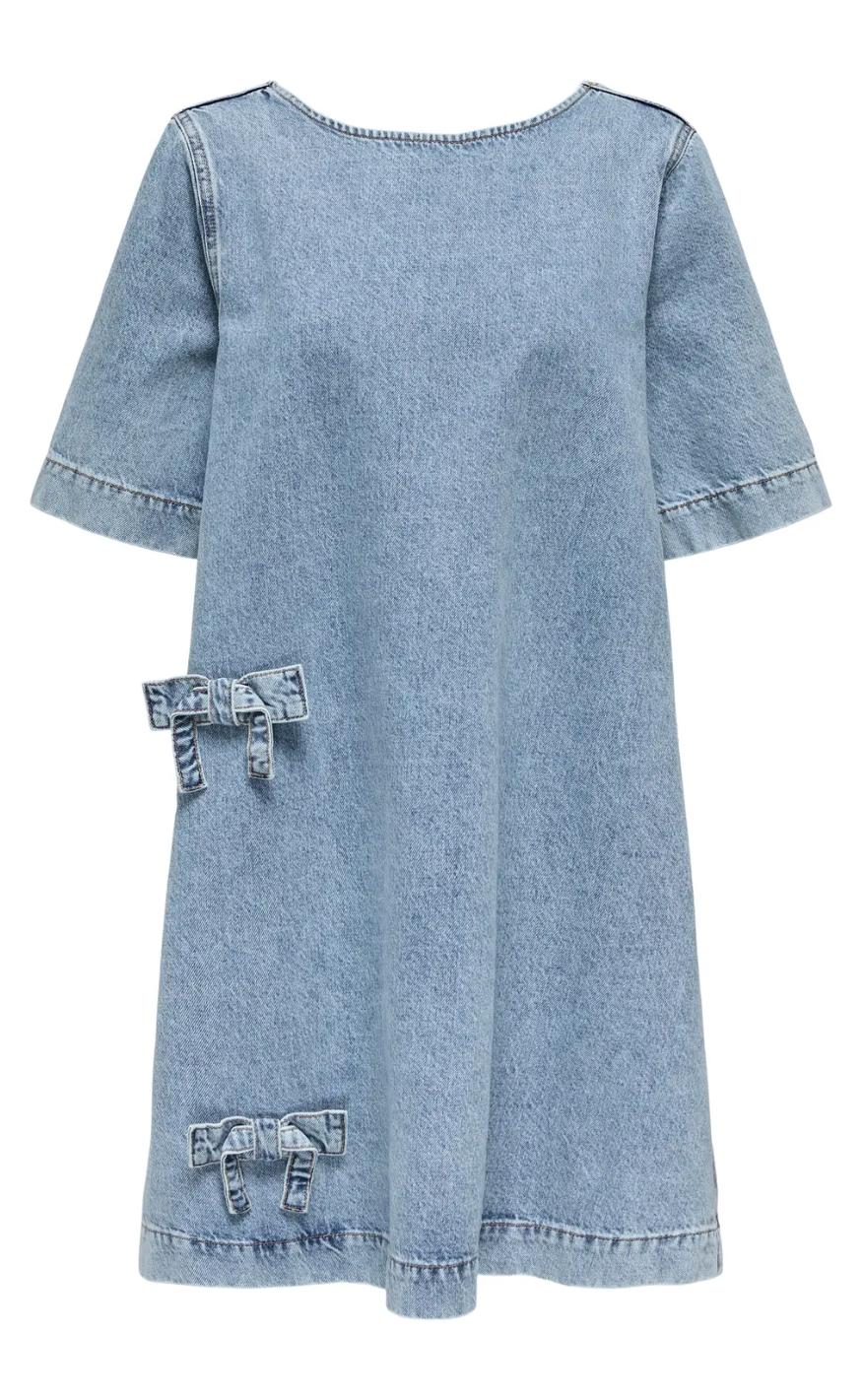 ONLY Kjole - Gigi Bow - Light Blue Denim