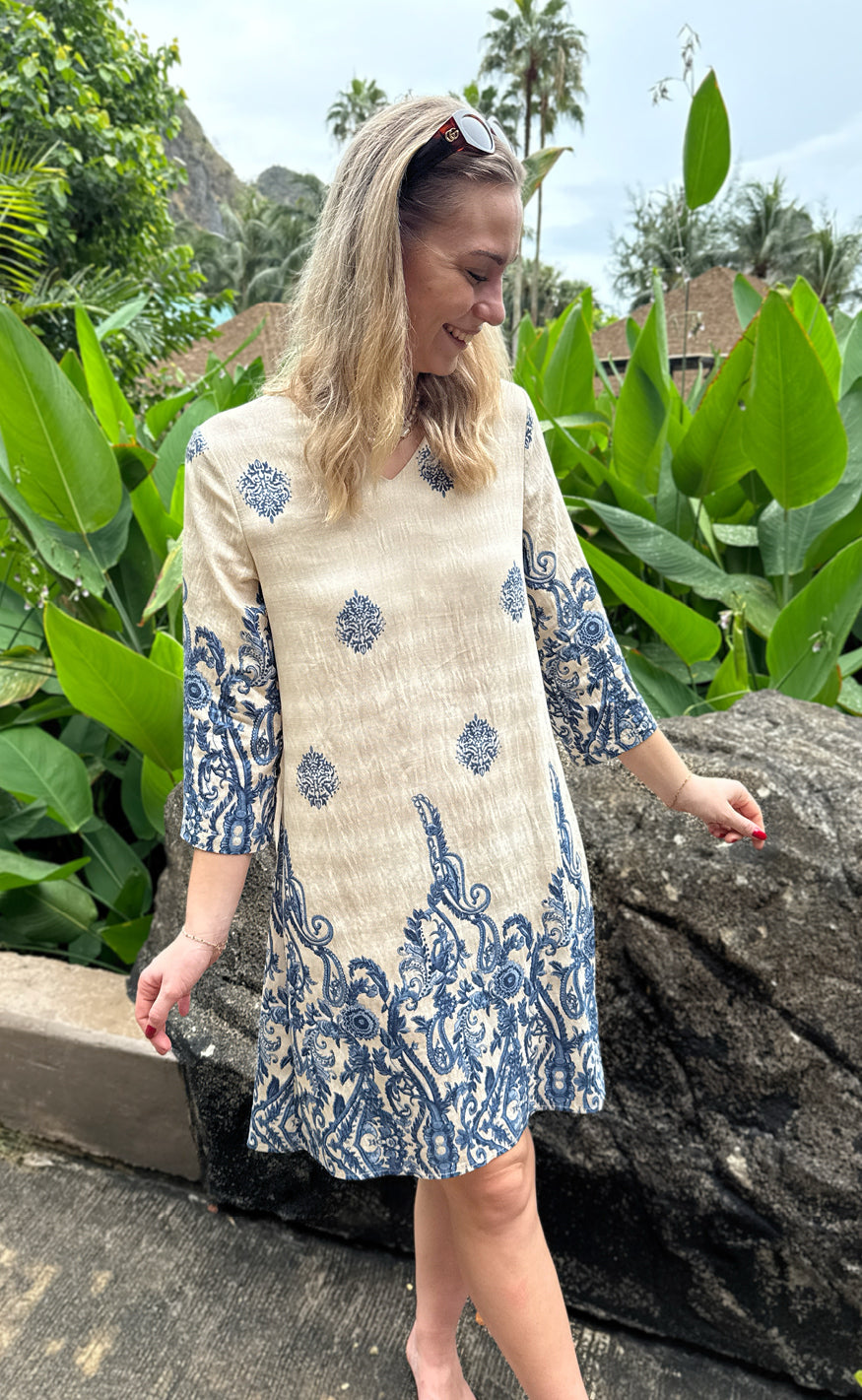Say INA Copenhagen Kjole - Arianna - Blue Paisley