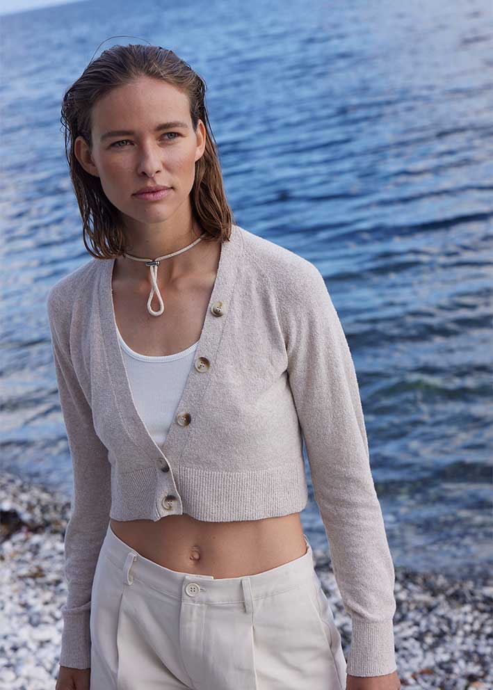 Esmé Studios Rim Knit Cardigan - Sand