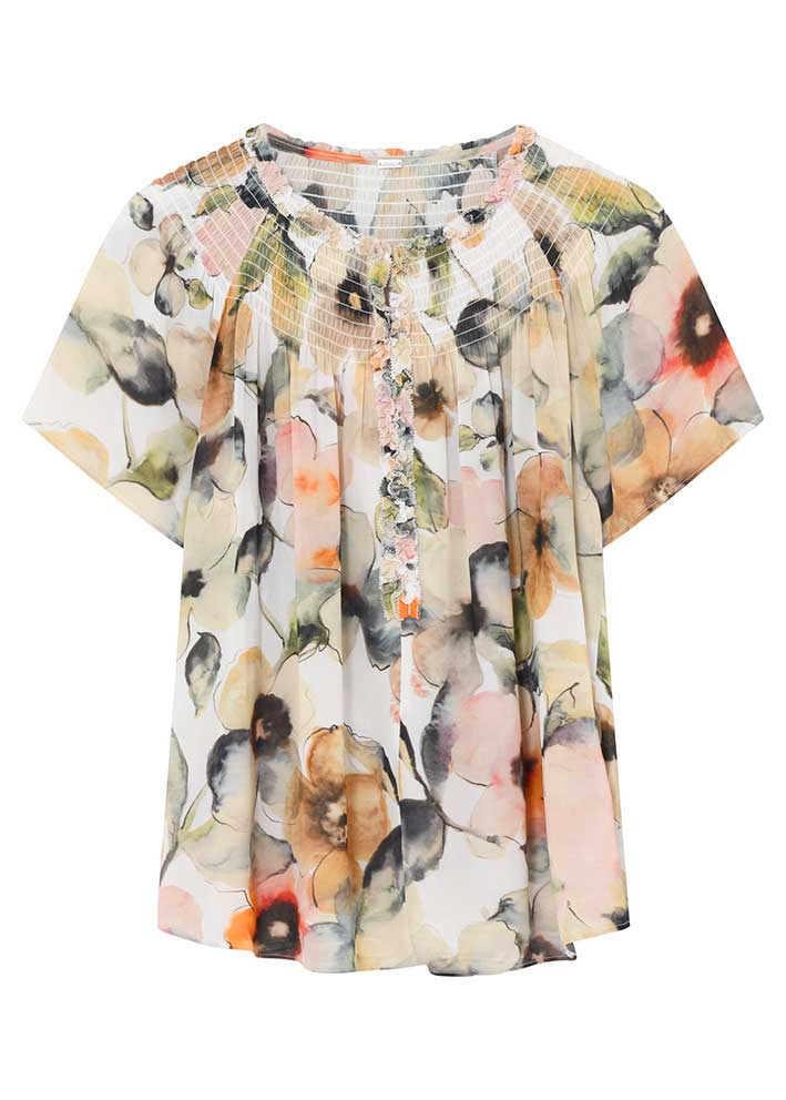 Gustav Amber chiffon blouse 57626 Off White w. Sand Print