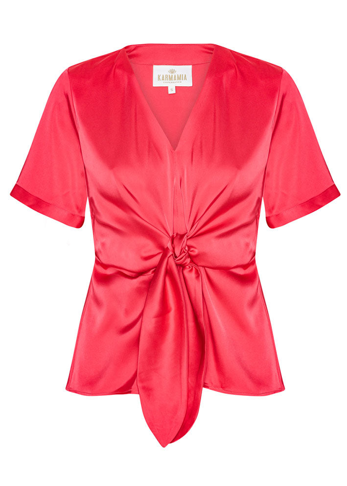 Karmamia Blair Short Bluse - Semi Rich Deep Pink Online salg