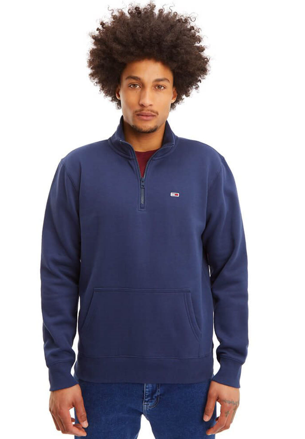 Tommy Jeans TJM Flag Patch Half Zip Sweatshirt Online salg