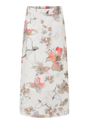 Gustav Elly bias cut midi+ skirt 53554 Nederdel - Off White w. Flowers