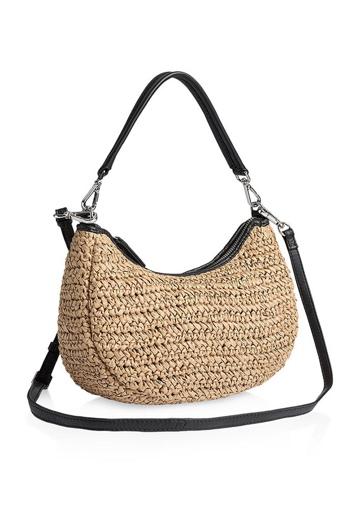 Markberg Helia Crossbody Taske - Raffia - Neutral with Black