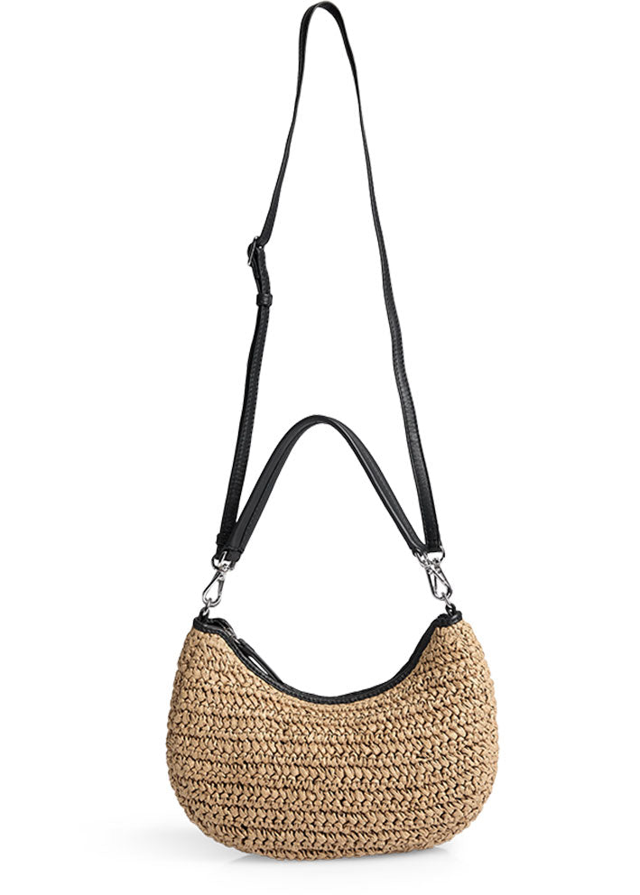 Markberg Helia Crossbody Taske - Raffia - Neutral with Black