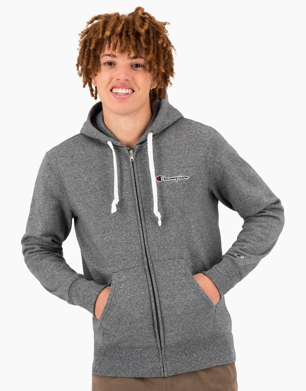 Champion Zip-Up Script Logo Fleece Hoodie